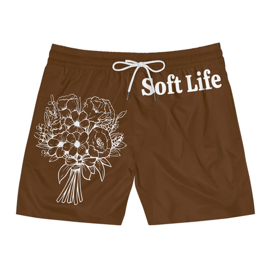 Brown Soft Life Swim Trunks