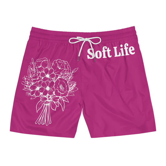 Pink Soft Life Swim Trunks